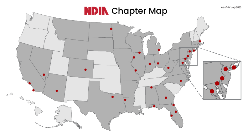 The NDIA Chapter Map showcases chapters across the nation